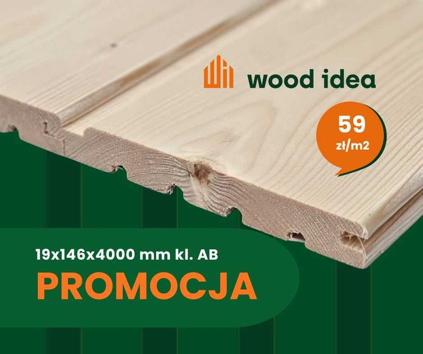 Deska elewacyjna | boazeria | podbitka | świerk | 19 mm 146 mm 4m, AB
