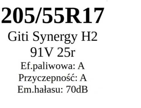 opony GITI SYNERGY H2 letnie 205/55/17 nowe - 4 szt