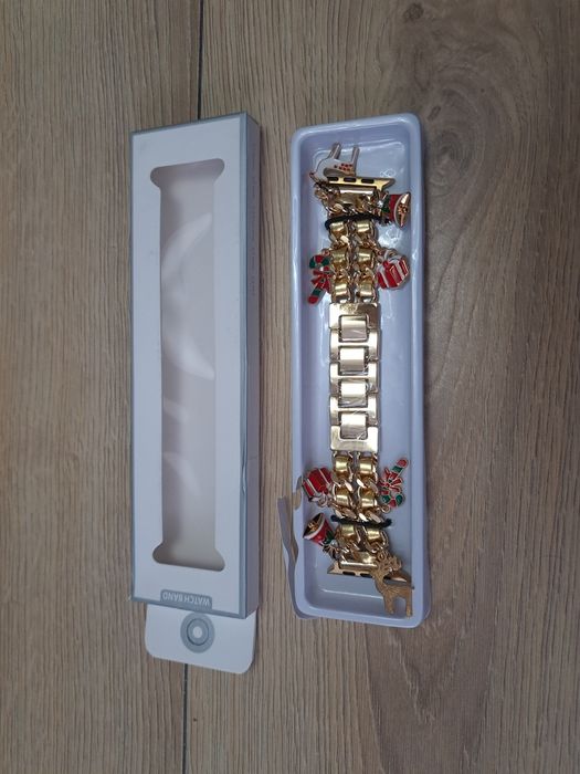 Pasek do smartwatch bransoleta ze świątecznymi zawieszkami złota