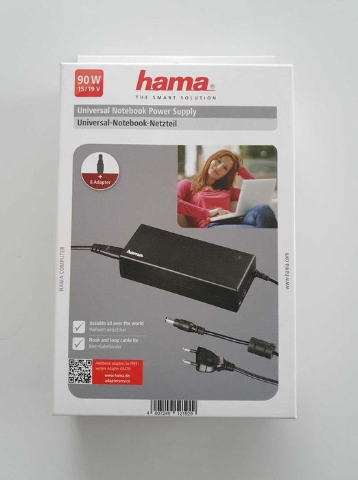 Hama uniwersalny zasilacz ładowarka do laptopa notebooka, 15-19V/90W