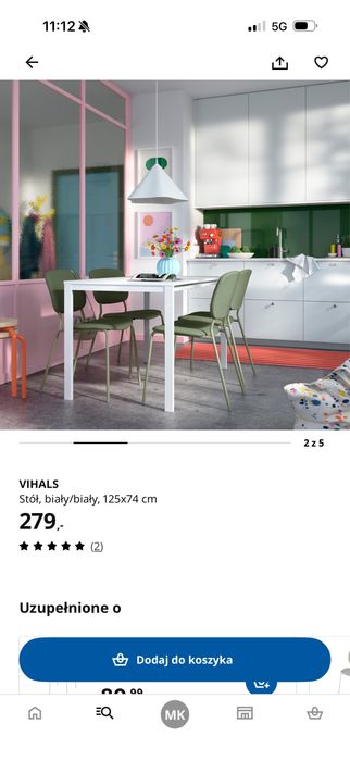 Biały stół Ikea i 4 krzesła