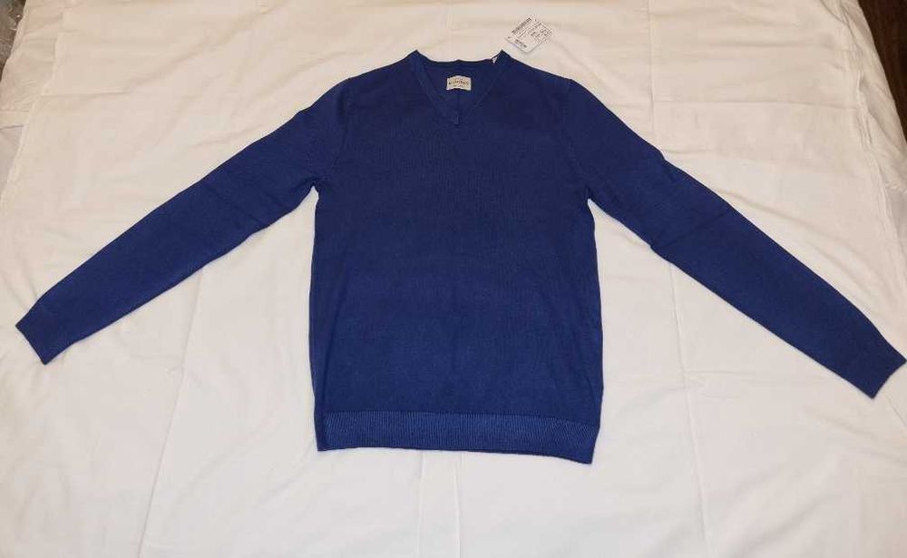 Sweter męski marki Montego, Peek & Cloppenburg ciemnoniebieski w serek