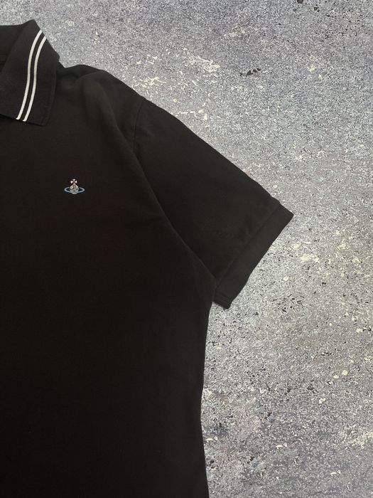 Черная премиальная футболка поло мужская оверсайз Vivienne Westwood