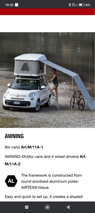 Toldo/avançado de tenda maggiolina