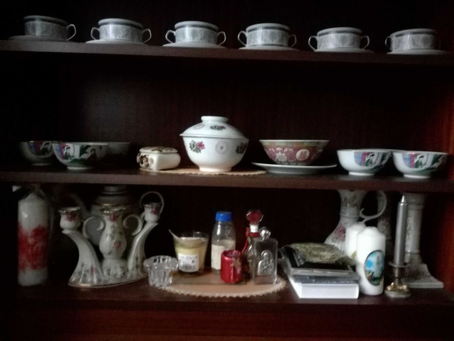 Zastawa z porcelany,cukiernica i szklanki#