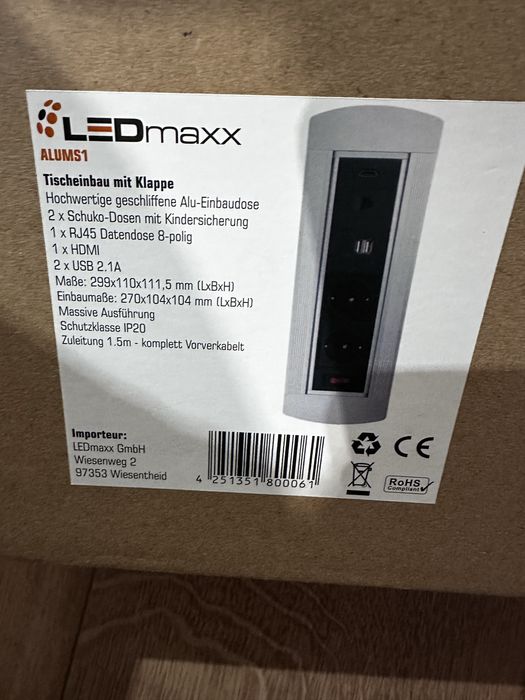 Gniazdo meblowe LEDmaxx, model ALUMS1
