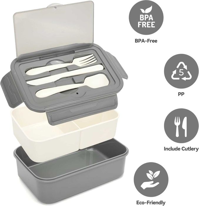 Lunch Box with Cutlery, Removable Divider, and 1400 ml Container64751450654209122