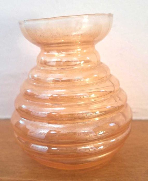 Jarra antiga em vidro tipo cebola, cónica, gomada