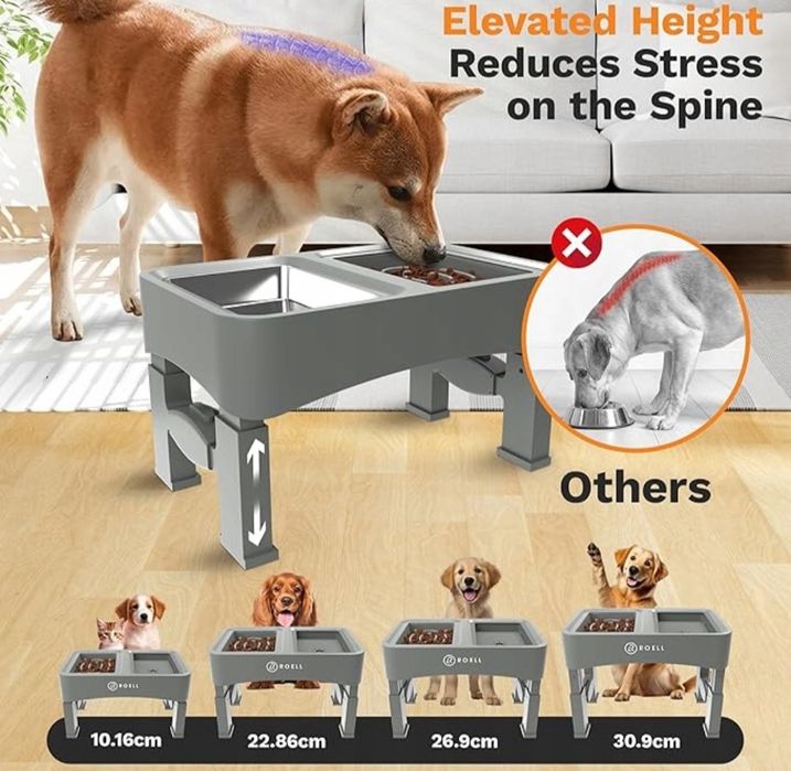 Zestaw 2 misek dla psa kota regulowana wysokość niechlapiaca spowalnia