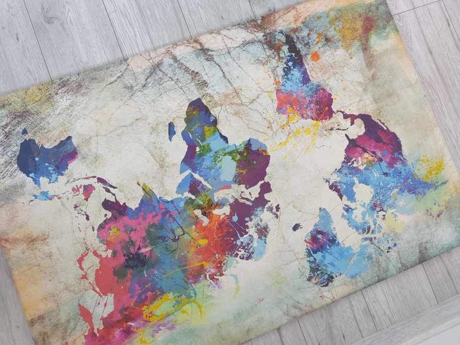 Duży obraz mapa świata kolorowy obraz nowoczesny 120x60 cm abstrakcja