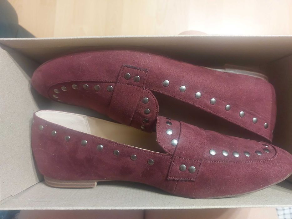 Bordowe półbuty damskie