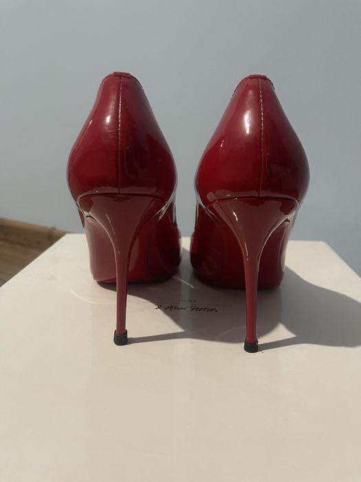 Класические лаковые красные лодочки туфли на шпильке Sexy Fary 39р