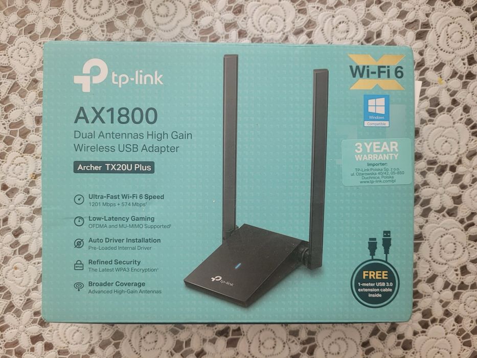 Karta sieciowa TP-LINK TX20U Plus USB-A, Zewnętrzna, 2.4 / 5 GHz AX1800