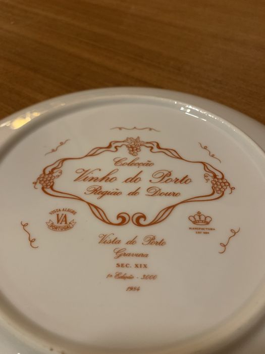 Prato decorativo Vista Alegre - Coleção Vinho do Porto
