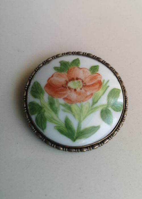 Broszka porcelanowa antyk