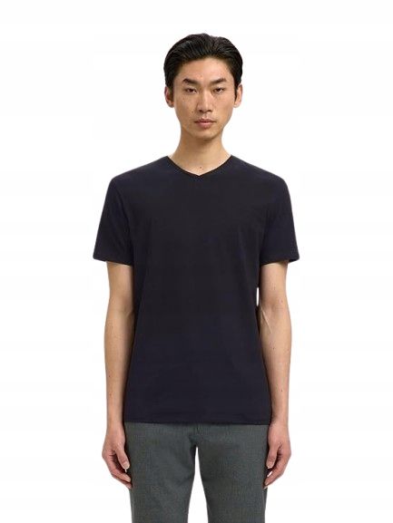 Selected homme czarny gładki t shirt okrągły dekolt bawełna l jqa
