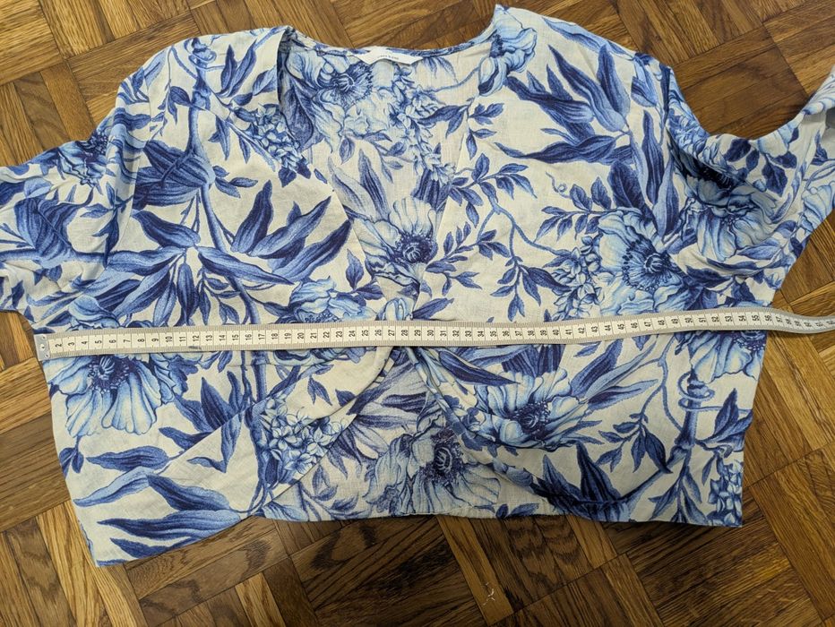 Bluzka z długim rękawem len H&M L damska