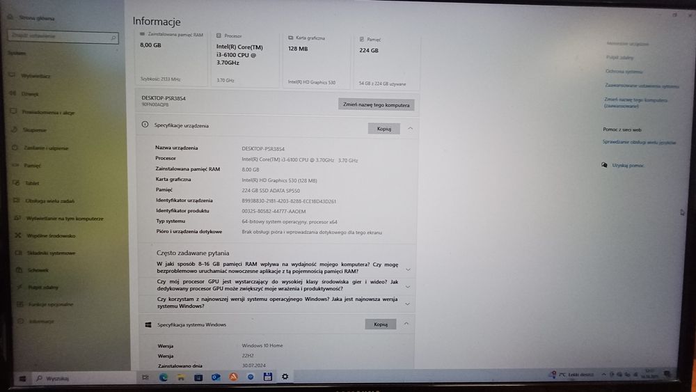 Komputer Desktop Lenovo Ideacentre 510S-08 i3-6100/8GB/240/DVD/Win10