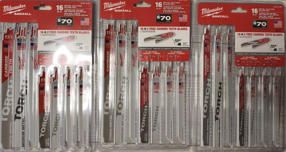 Набір полотен пилки Milwaukee 49-22-1216Y SAWZALL Carbide Teeth torch