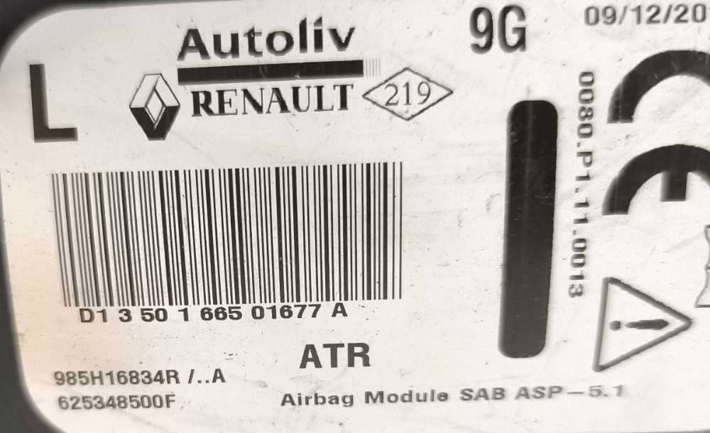 Airbag Banco Esquerdo RENAULT CAPTUR I (J5_, H5_) ano 2013