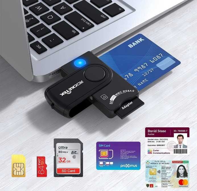 Czytnik kart pamięci CZYTNIK USB KART SMART CARD SIM MICRO SD ttst1479