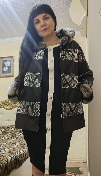 Куртка кожанная с нат.мехом