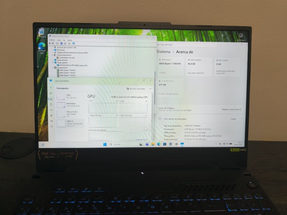Asus TUF Ryzen 7 4060RTX 16 Ram 3x Sem Juros