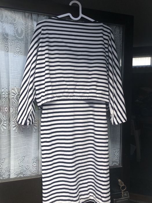 Vestido juvenil as riscas azul e branco tam. S