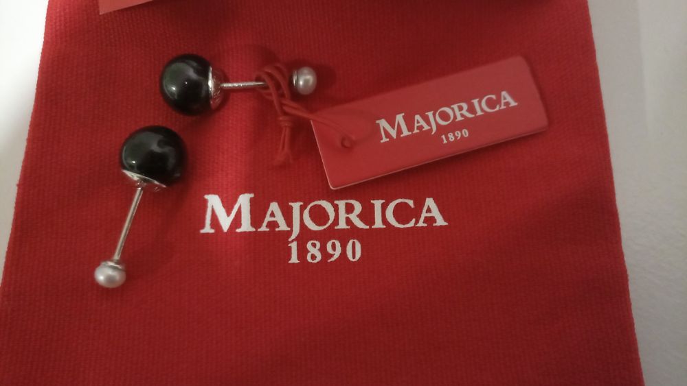 Brincos Prata e Pérolas Duplas Majorica NOVOS  embalagem e certificado