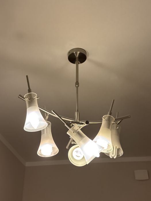 Lampa wisząca, srebrna, żyrandol