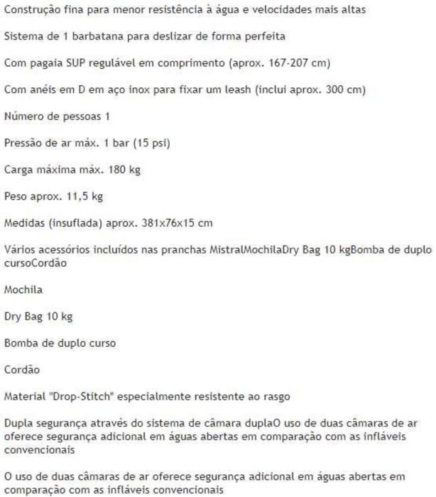 Prancha Paddle Mistral Sup Race 11,5 (nova)