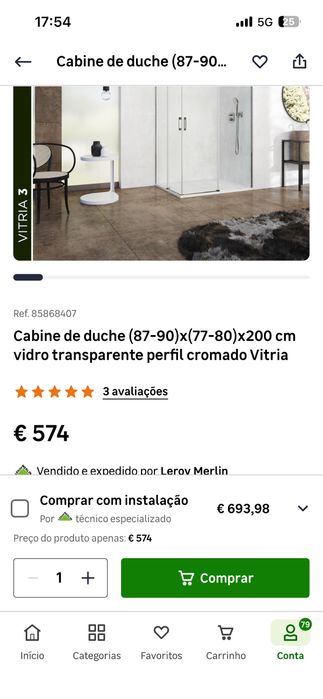 Cabine diche Nova 90x80 Modelo Top