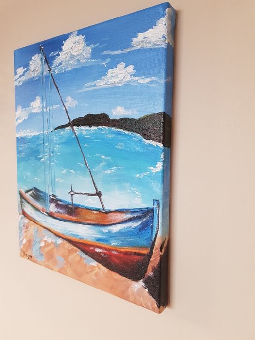 Obraz akryl na płótnie Łódka,  morze,  wybrzeże
