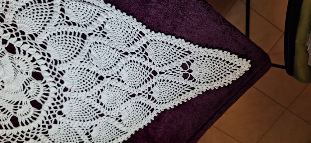 Naperon croché napron renda em forma losango rosácea no meio 50 anos