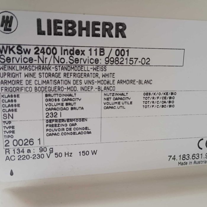 Chłodziarka Liebherr-4 półki - 232 l.