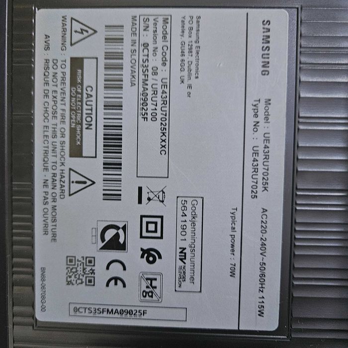 Tv samsung para peças.