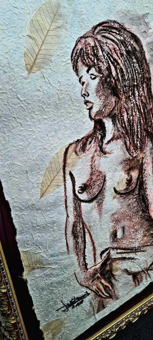 Pintura original a Pastel s/Papel reciclado de José Barbosa