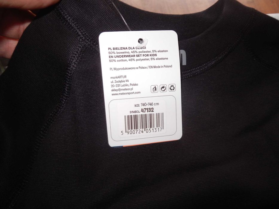 Wyprzedaż->Dziecięca bielizna termoaktywna Meteor 140-146 cm czarny