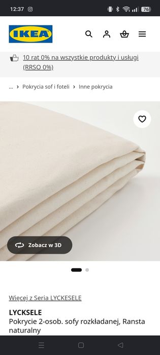 Pokrycie sofy lyckerse Ikea