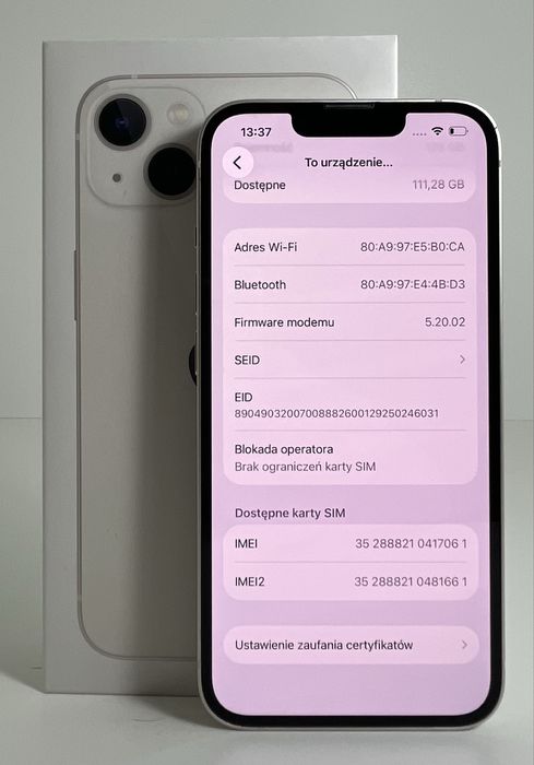  iPhone 13 - 128GB - 100% oryginalny, JAK NOWY, FULL ZESTAW!!
