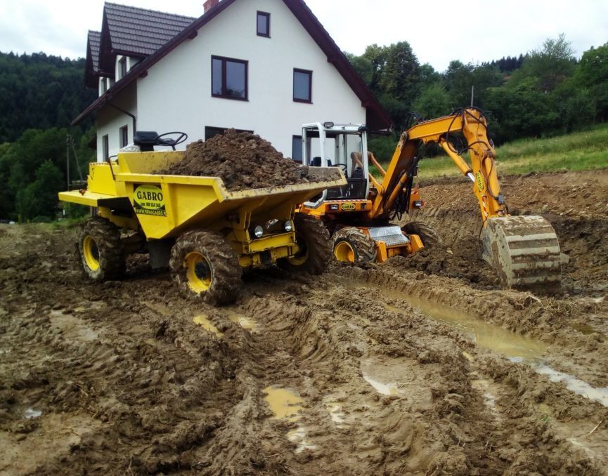 MURY GABIONOWE OPOROWE, niwelacje terenu, roboty ziemne, brukarstwo