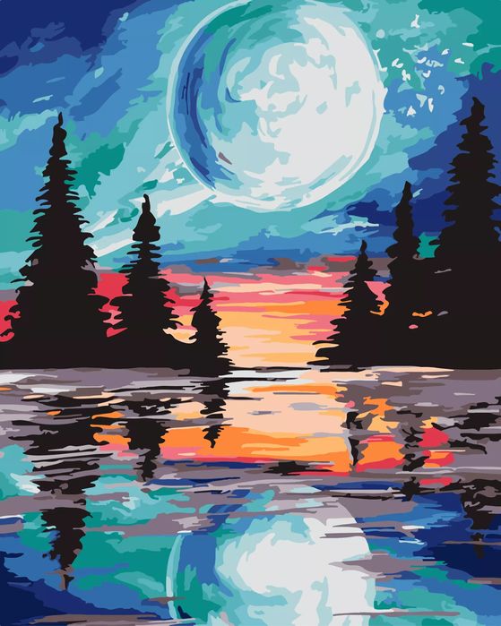 Malowanie po numerach - Pełnia księżyca 40x50cm. ArtiFly