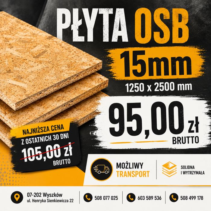 Płyta OSB 15mm 1250x2500