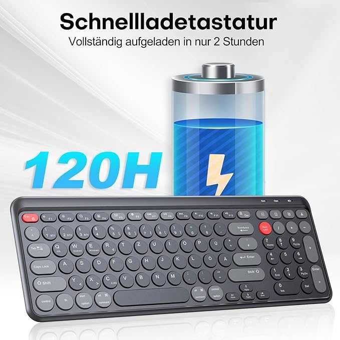 TECURS Bezprzewodowa klawiatura Bluetooth ultracienka,