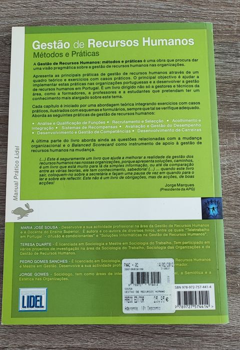 Livro "Gestão de recursos humanos - métodos e práticas"