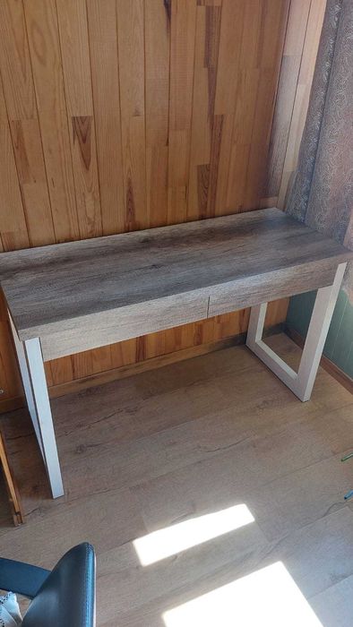 Secretária / consola com 2 gavetas, carvalho e branco