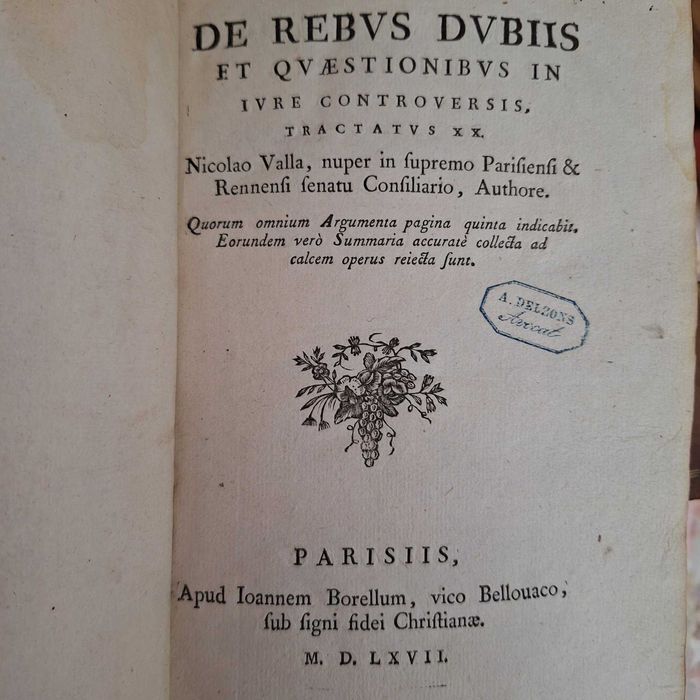 1.ª Edição MUITO RARA do Séc. XVI sobre Direito. 1567.