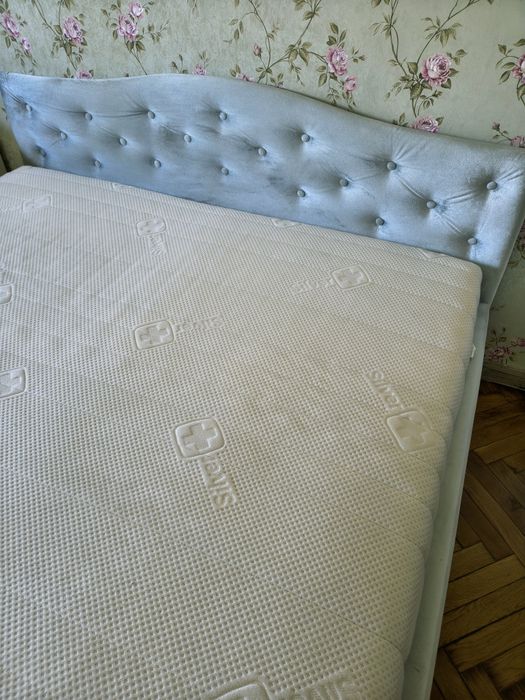 Łóżko tapicerowane błękitne 160/200