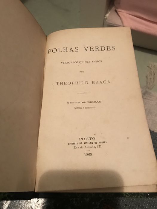 Teophilo Braga lote 5 livros antigos ,Folhas verdes2 ed, etc