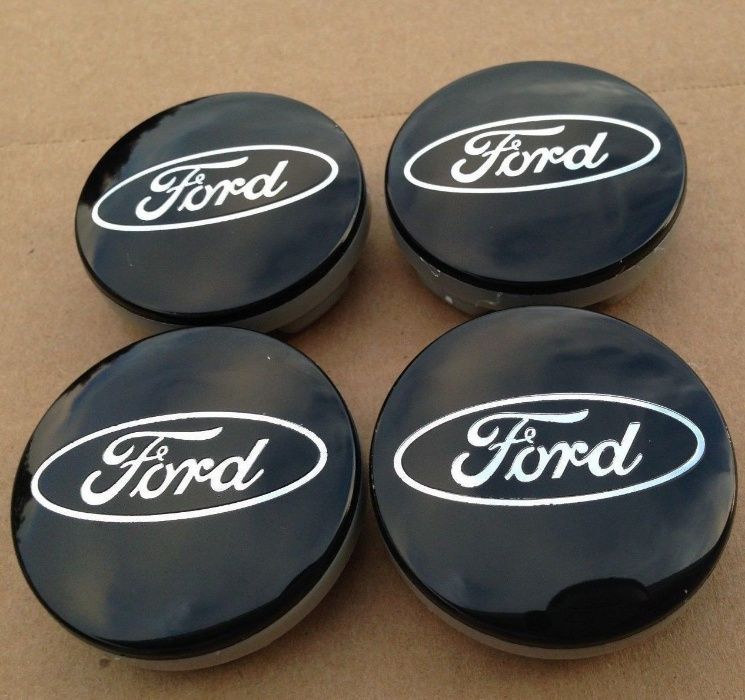 Kit 4 Centros Jante 54  Ford Azul Cinza e Preto Novos